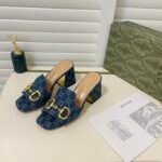 Gucci Women’S Slide Monogram Sandal With Horsebit Blue - Image 9