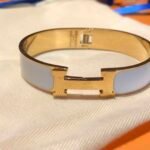 Hermes Clic Clac H Bracelet Gold In Light Blue - Image 2
