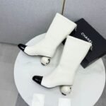 [Super Vip 1:1] Chanel Mid Boots Smooth Leather White and Black G46776 B22203 U4187 - Image 2