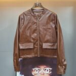 Miumiu Crop Top Jacket Brown Leather - Image 2