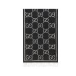 Gucci Gg Jacquard Cashmere Scarf Black 180Cm