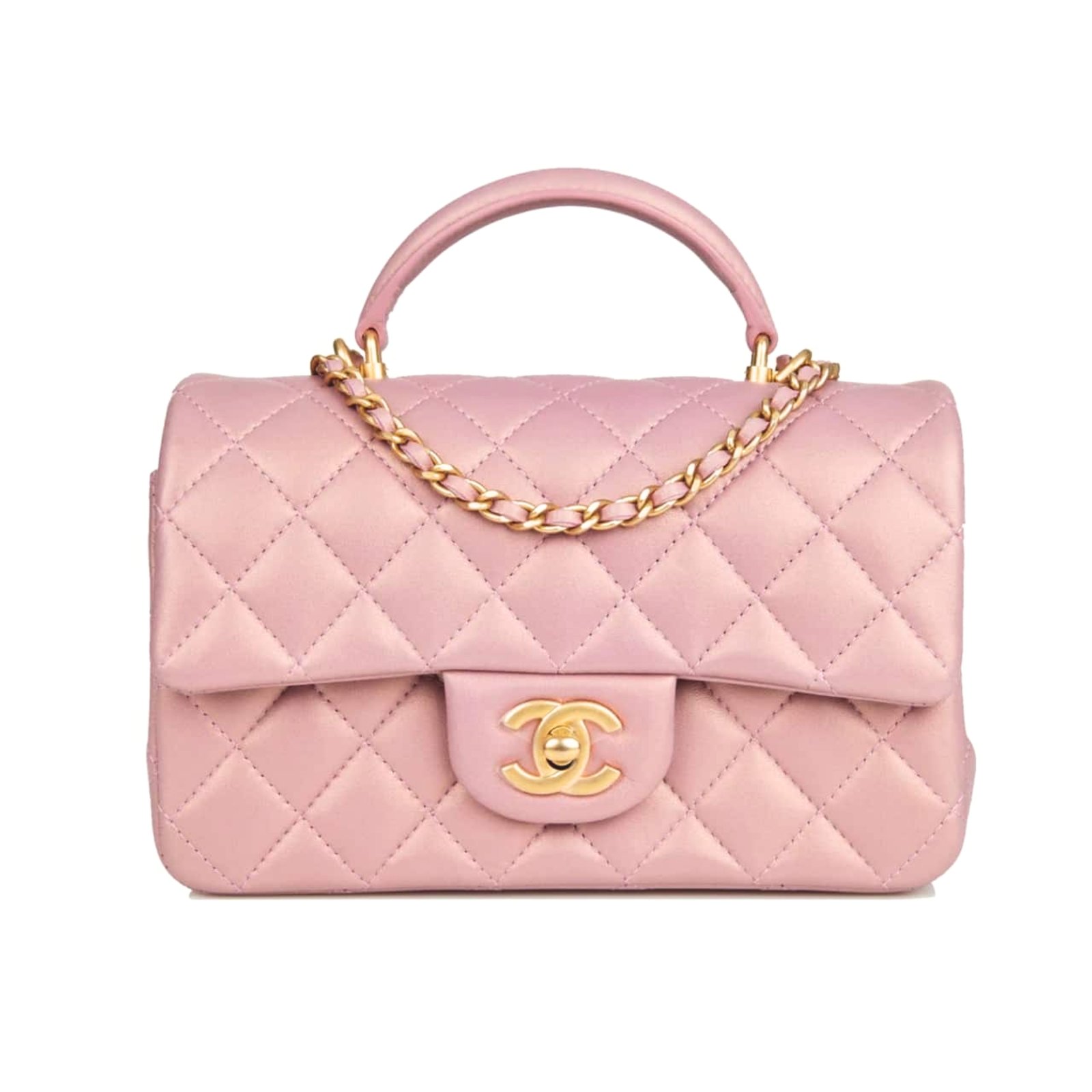 thumnail-12 Chanel Mini Flap Bag With Top Handle Lion Charm Pink 21Cm - Image 1