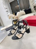 Valentino Garavani Rockstud Leather Sandals Black - Image 5