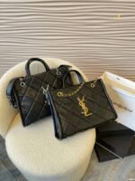 Saint Laurent Leather Tote Bag Black 31Cm - Image 2