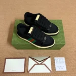 Gucci Women Screener Sneaker Black Leather 840305 FAES7 1059