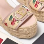 Valentino Garavani Natural Logo Wedges Sandal Beige 6W0S0Ly9Cec32H - Image 7