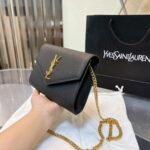 Saint Laurent Uptown Chain Wallet In Grain De Poudre Embossed Black 19Cm 6077881Gf0J1000 - Image 9