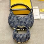 Fendi Fendigraphy Small Dark Blue Ff Chenille Bag 30Cm 8Br798Asu0F1Pqm - Image 2