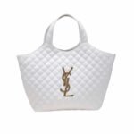 Saint Laurent Icare Maxi Shopping Bag In Quilted White 50Cm