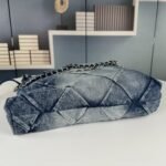 Chanel 22 Handbag Washed Denim Silver Tone Metal Blue 41Cm AS3261 B10439 NM981 - Image 8