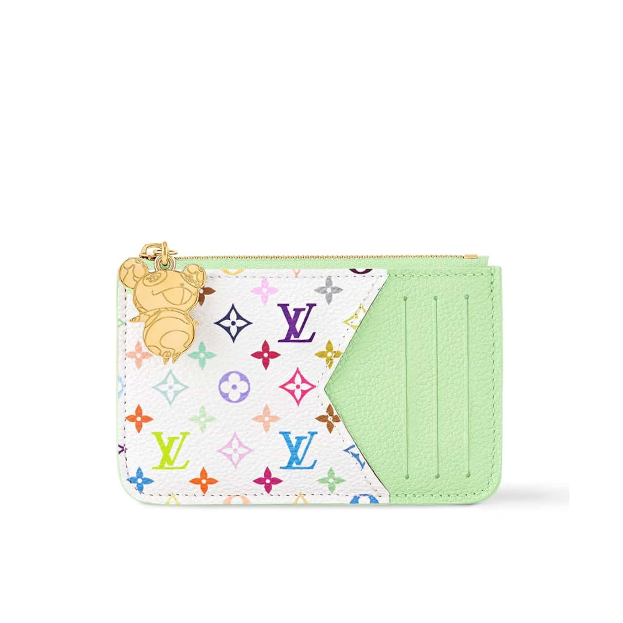 128-3 Louis Vuitton X Murakami Romy Card Holder Green Tea 12cm M13800 - Image 1