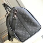 Louis Vuitton Keepall Bandoulière 50 Monogram Eclipse Boston Travel Bag Black 50cm M14202 - Image 3