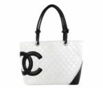 Chanel Cambon Line Large Tote Bag In White And Black 41Cm
