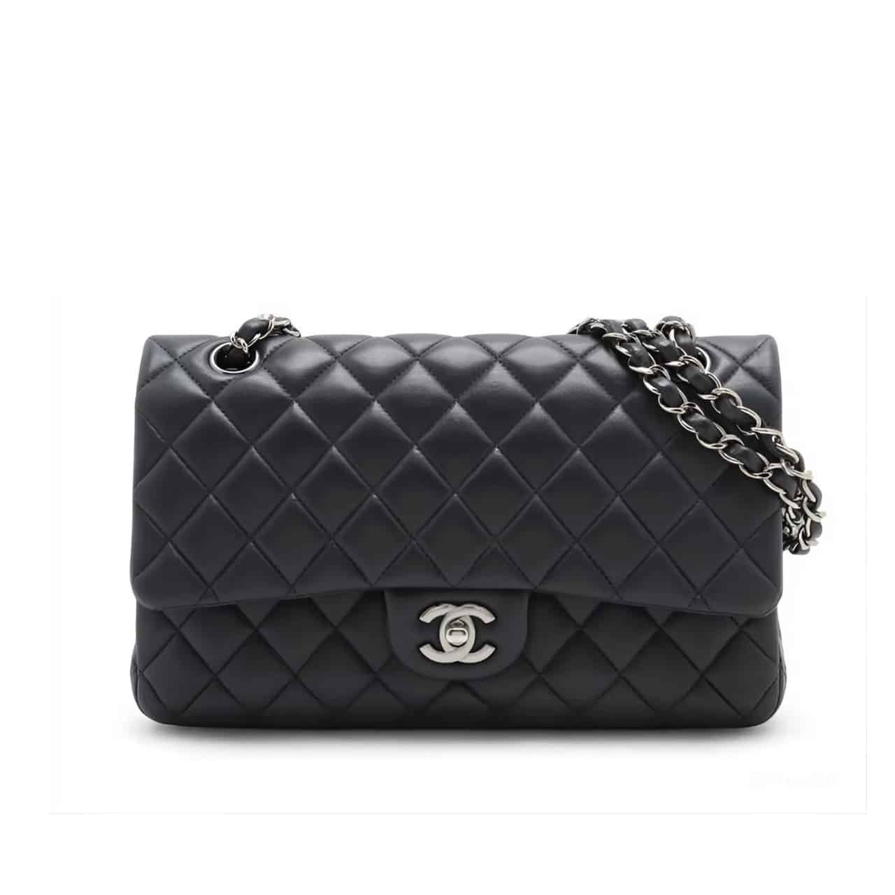 16-14-1 Chanel Medium Classic Flap Bag Silver Hardware Black 25Cm A01113 Y01480 94305 - Image 1