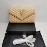 Saint Laurent Classic Cassandre Grain De Poudre Chain Wallet Beige 22cm 377828BOW012721 - Image 2