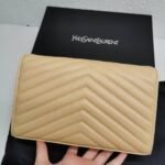Saint Laurent Classic Cassandre Grain De Poudre Chain Wallet Beige 22cm 377828BOW012721 - Image 5