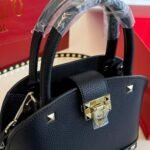 Valentino Garavani Rockstud Handbag In Grainy Leather Black 21Cm - Image 9