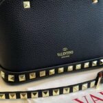 Valentino Garavani Rockstud Handbag In Grainy Leather Black 21Cm - Image 8