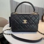 Chanel Flap Bag With Top Handle Black 25cm A92236 Y60767 94305 - Image 2