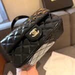 Chanel Classic Mini Bag In Shiny Leather With Handle Black 20Cm - Image 4