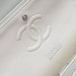 Chanel Classic Double Flap Bag White Silver Hardware 25cm - Image 9
