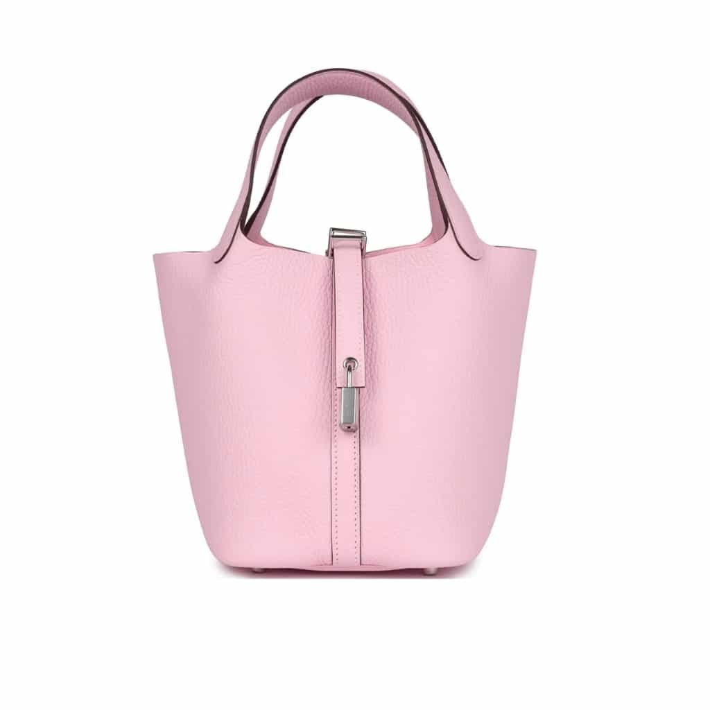 3-15-1 Hermes Picotin 18 Clemence Silver Hardware Rose Sakura 18Cm - Image 1