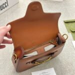Gucci Lady Web Hand Stained Leather Shoulder Bag In Brown 25Cm 380573 B012A 2574 - Image 6