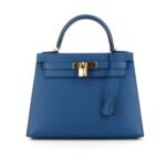 Hermès Kelly Sellier 25 Epsom Gold Hardware Dark Blue 25Cm