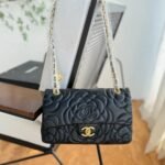 Chanel Flap Bag With Camellia Flower Chain Black 26Cm - Image 3