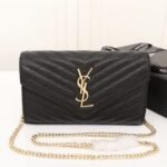 Saint Laurent Classic Cassandre Grain De Poudre Chain Wallet Black 22cm 377828BOW011000 - Image 2