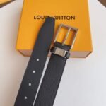 Louis Vuitton LV City Pin Belt Silver Hardware Black 35Mm M0542S - Image 3