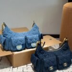 Chanel Large Hobo Bag Washed Denim And Gold Tone Metal Dark Blue 31Cm - Image 6