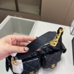 Chanel Maxi Hobo Bag Gold Tone Metal Black 25cm - Image 3