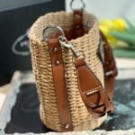 Prada Raffia Woven Bucket Bag Natural 21cm - Image 7