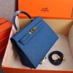 Hermès Kelly Sellier 25 Epsom Gold Hardware Dark Blue 25Cm - Image 2