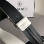 Chanel Leather Belt With Cc Pearl And Silver Tone Metal White 3Cm - Image 5