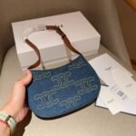 Celine Medium Tilly Bag With Triomphe Studs And Calfskin Denim 22Cm - Image 7