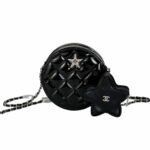 Chanel Round With Charm And Star Coin Purse Black 15Cm