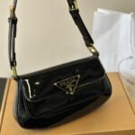 Prada Cleo Bag In Brushed Leather With Triangle Logo Black 24cm - Image 2