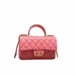 Chanel 22B Flap Bag With Gold Hardware Top Handle Pink 20Cm As2431