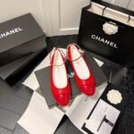 Chanel Interlocking Cc Logo Ballet Flats Red - Image 4