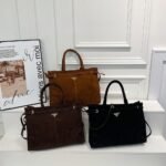 Prada Bonnie Large Suede Handbag Brown 38Cm 1Ba433 2C4S F0401 V Moo - Image 11