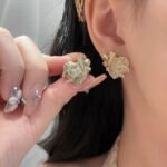 Chanel Cc Crystal Heart Earrings Gold Abg358 B21895 U3549 - Image 2