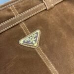 Prada Bonnie Large Suede Handbag Brown 38Cm 1Ba433 2C4S F0401 V Moo - Image 5