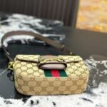Gucci Horsebit 1955 Small Shoulder Bag Sand And Brown GG Canvas 21cm 866762 FAFV9 9653 - Image 7