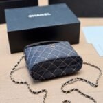 Chanel Mini Clutch With Shoulder Strap Denim Dark Blue 17cm - Image 5