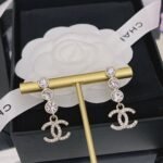 Chanel Crystal Cc Drop Earrings Gold - Image 4