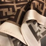 Fendi Ff Motif Silk Square Scarf Brown Beige - Image 2