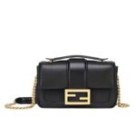Fendi Women Mini Baguette Chain Shoulder Bag Black 19Cm