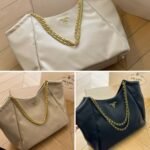 Prada Pomice Soft Leather Chain Tote Bag White 38Cm - Image 3